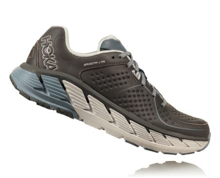 Hoka Gaviota Leather Trail - Adidasi Alergare Stabili Barbati Gri | RO-MNvHrrx